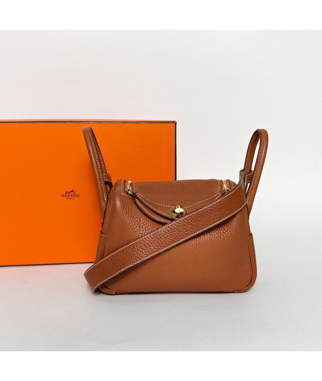 HERMES Коричневая кожаная сумка через плечо, фото 9