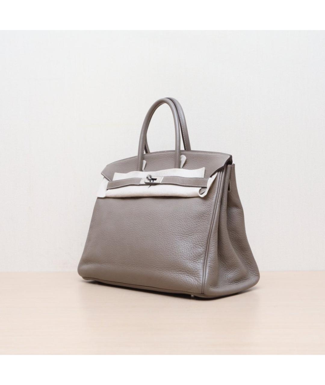 HERMES Серая кожаная сумка через плечо, фото 4
