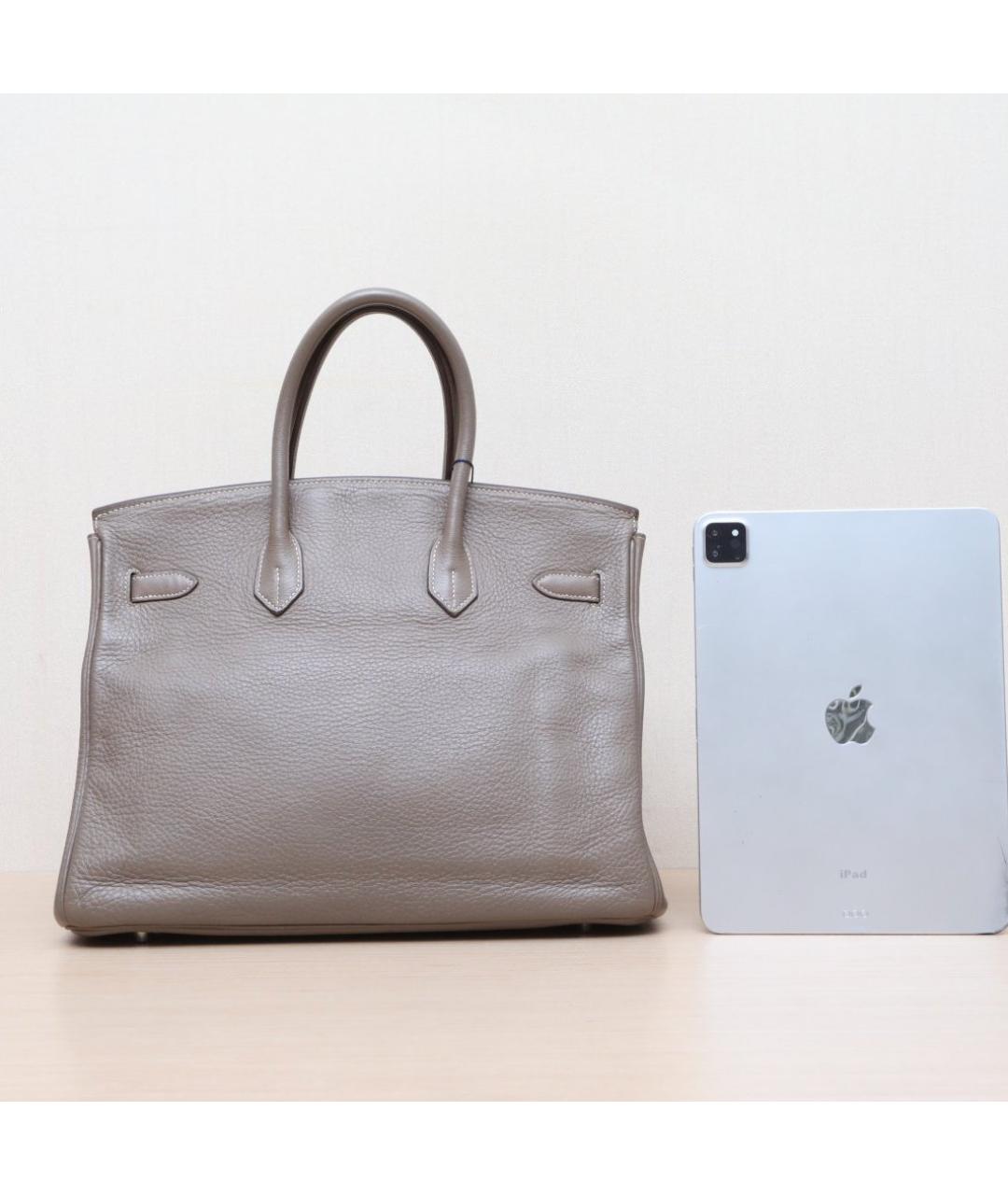HERMES Серая кожаная сумка через плечо, фото 7