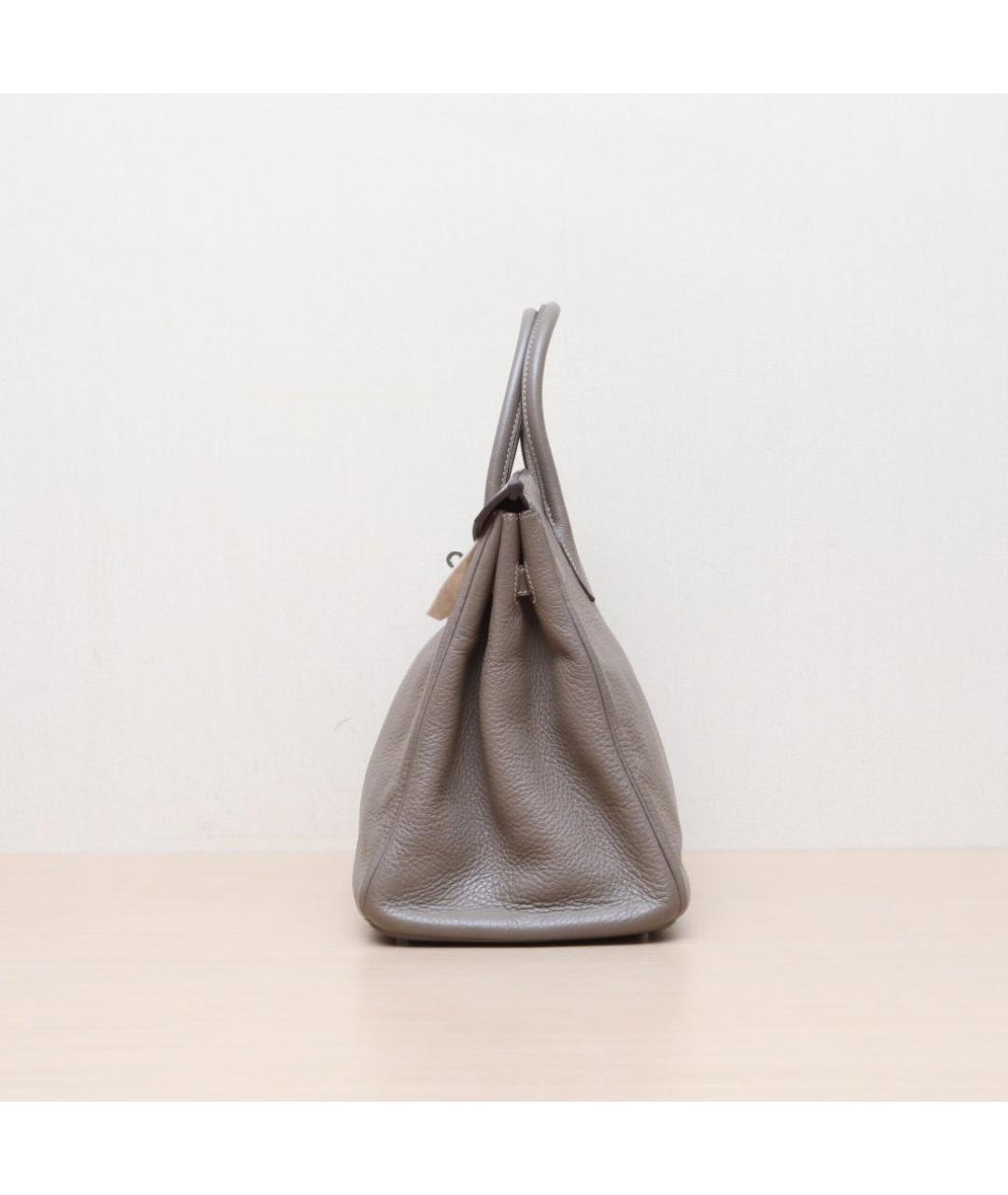 HERMES Серая кожаная сумка через плечо, фото 5