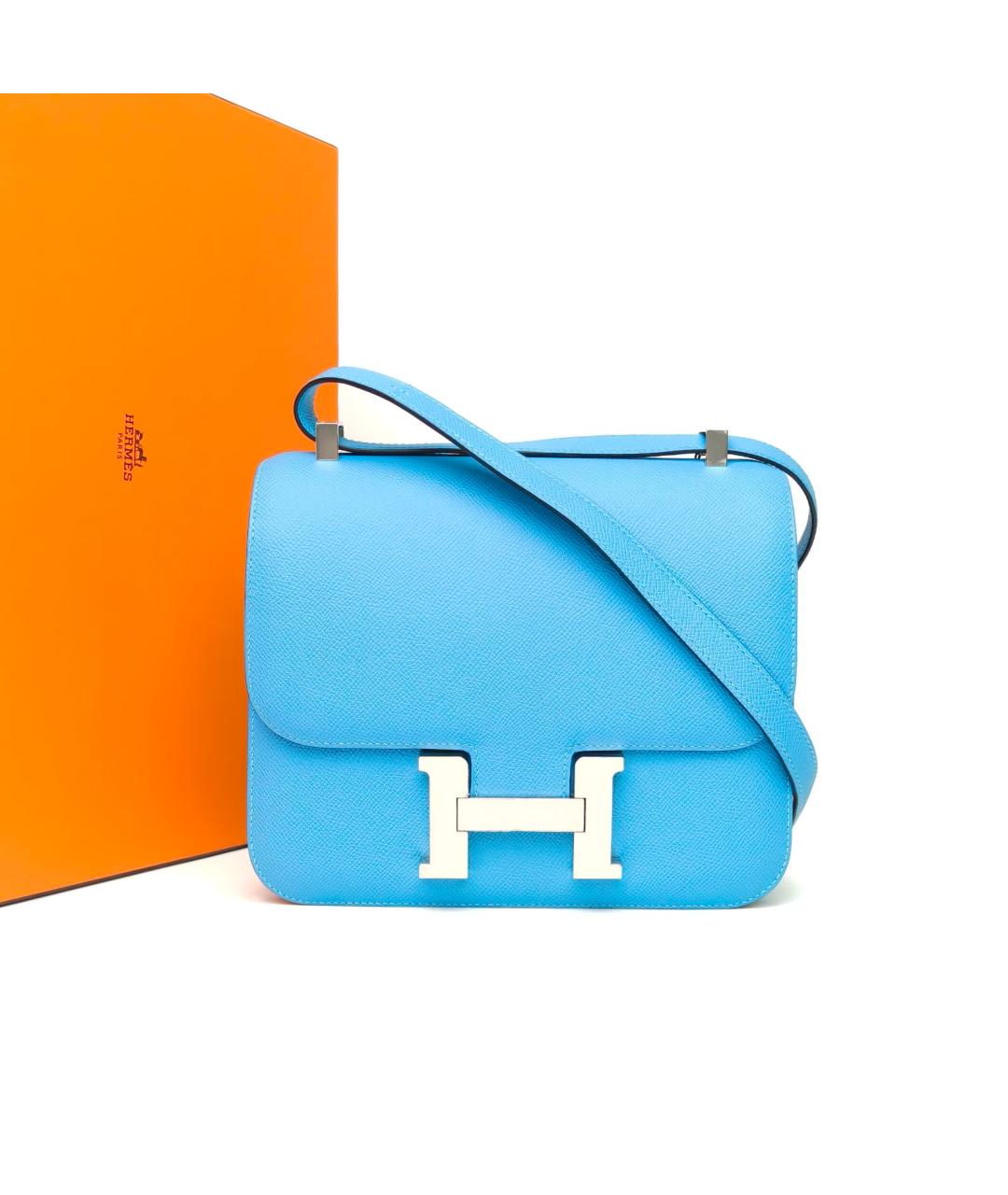 HERMES Синяя кожаная сумка через плечо, фото 9