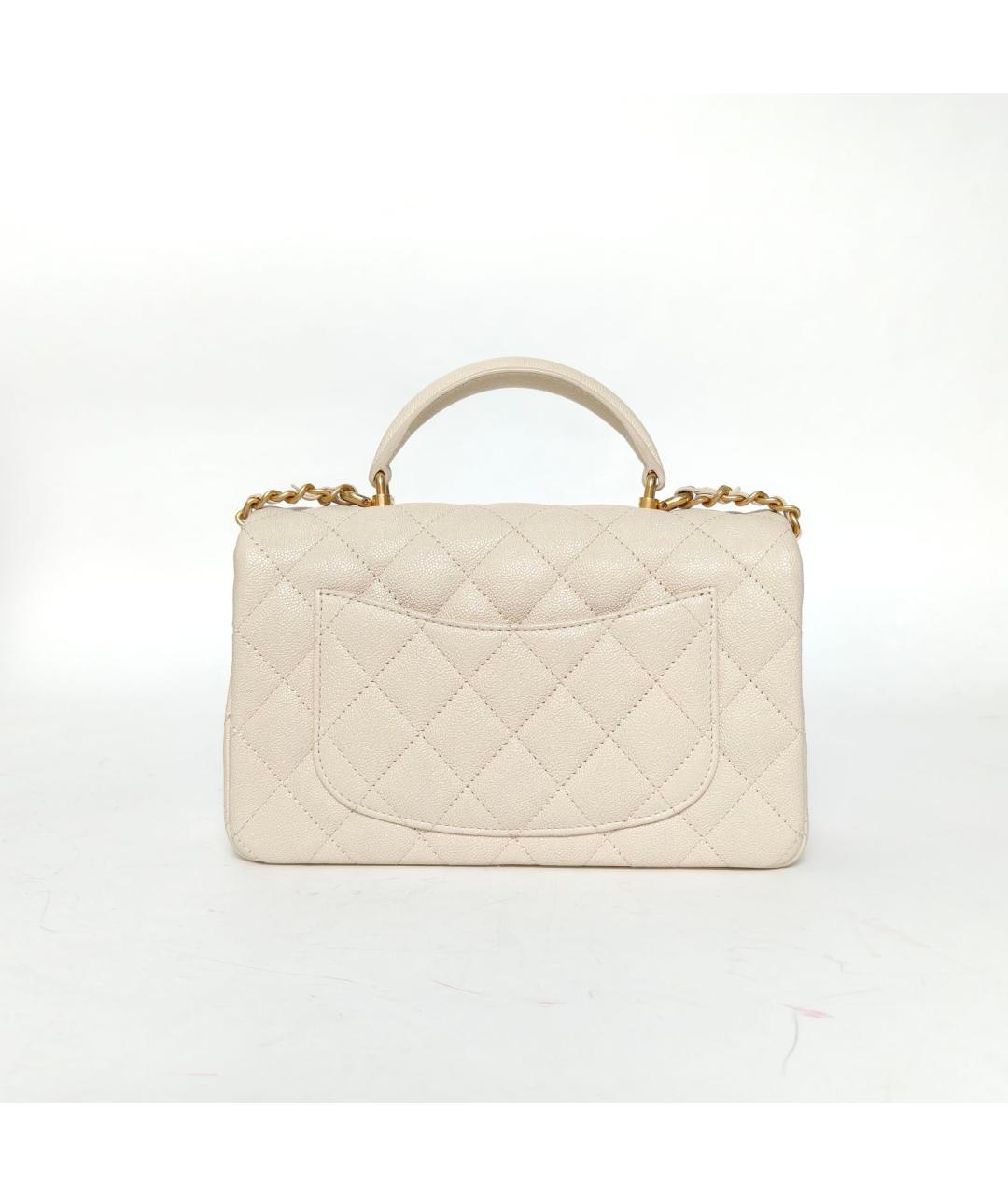 CHANEL Бежевая кожаная сумка через плечо, фото 4