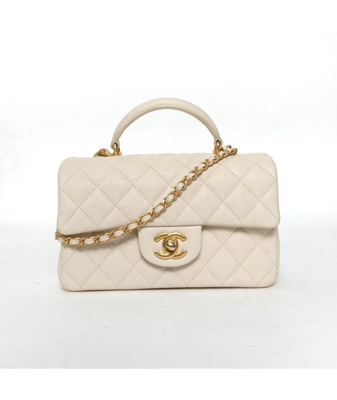 CHANEL Бежевая кожаная сумка через плечо, фото 2