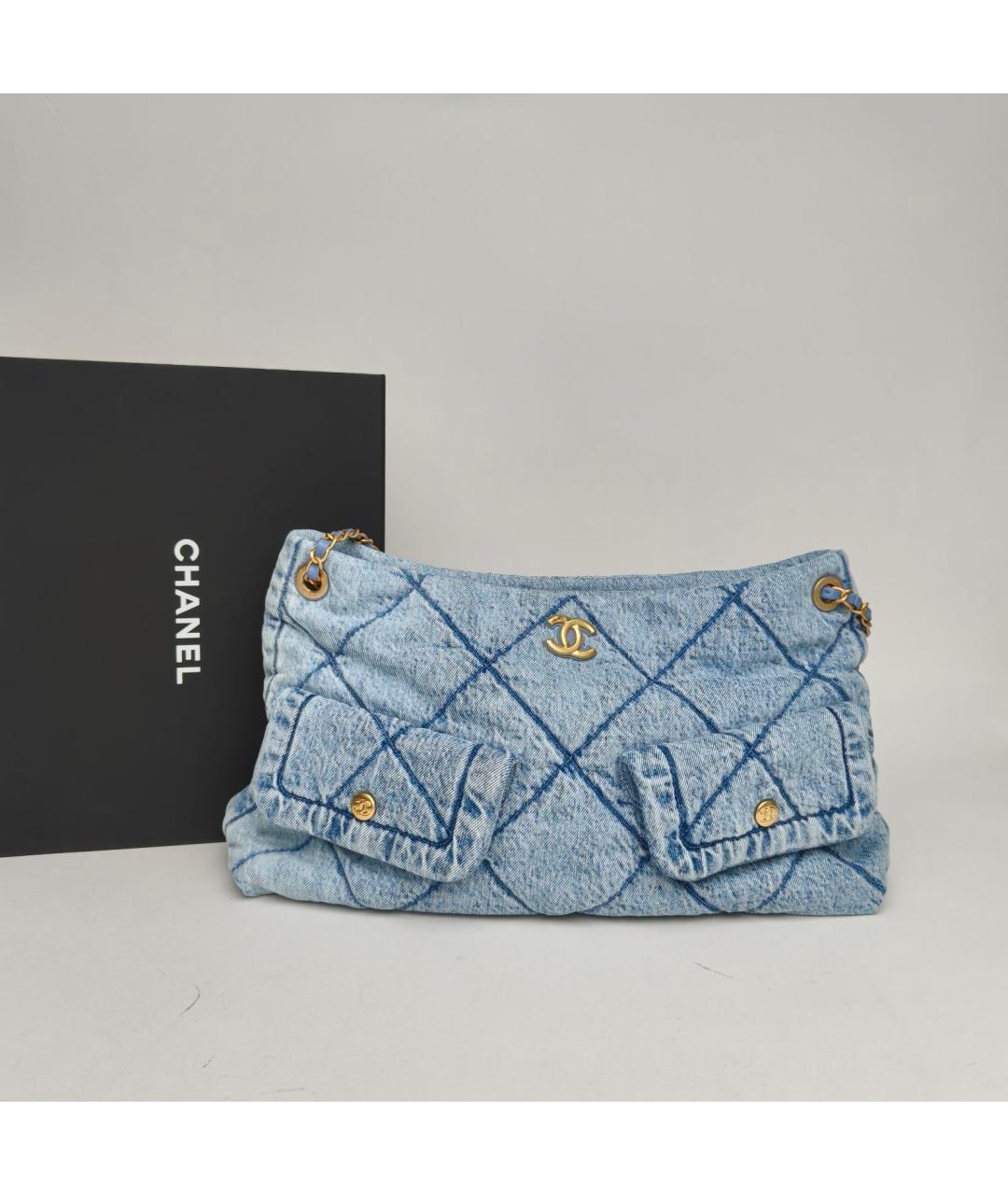 CHANEL Голубая деним сумка через плечо, фото 9