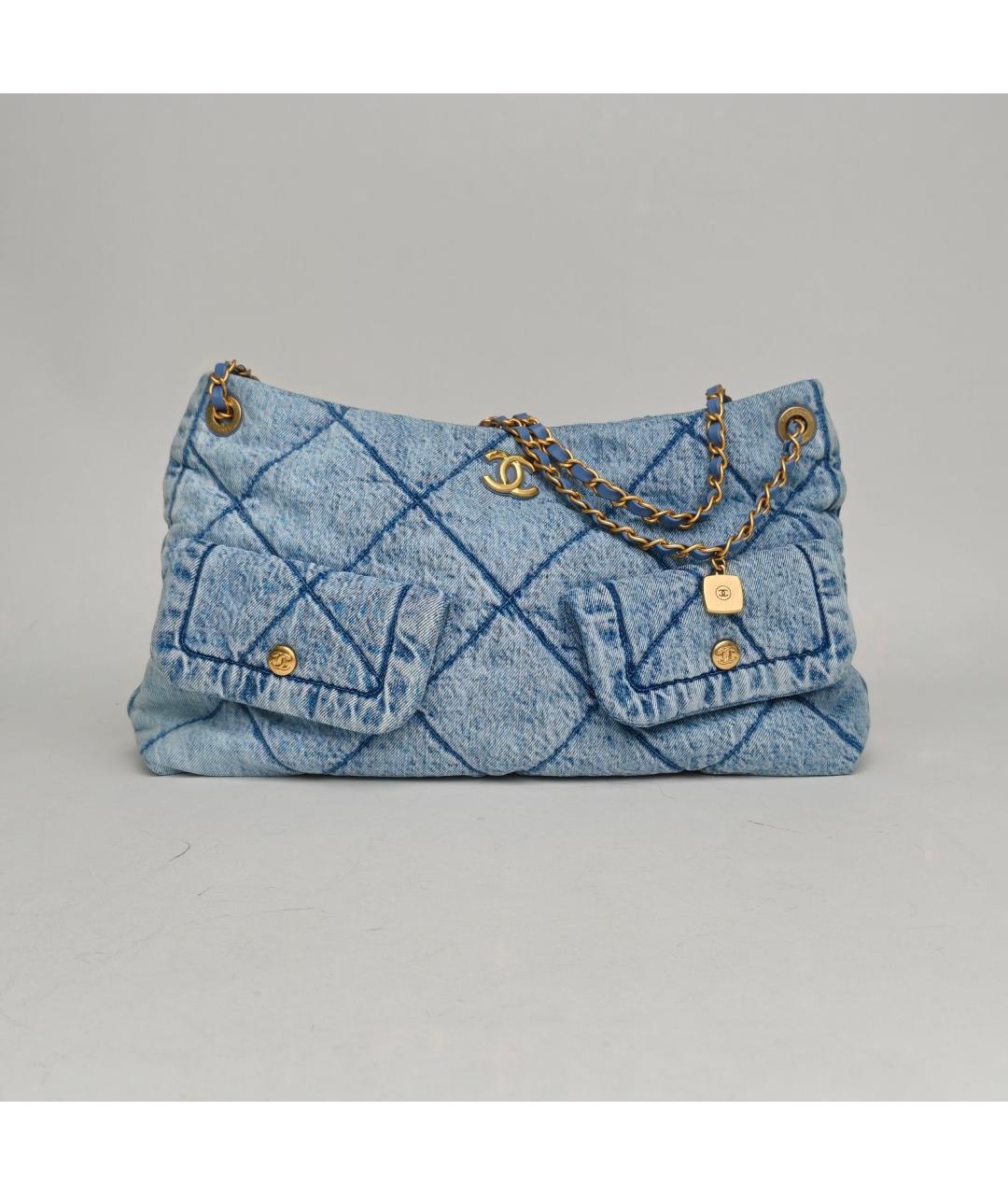 CHANEL Голубая деним сумка через плечо, фото 2