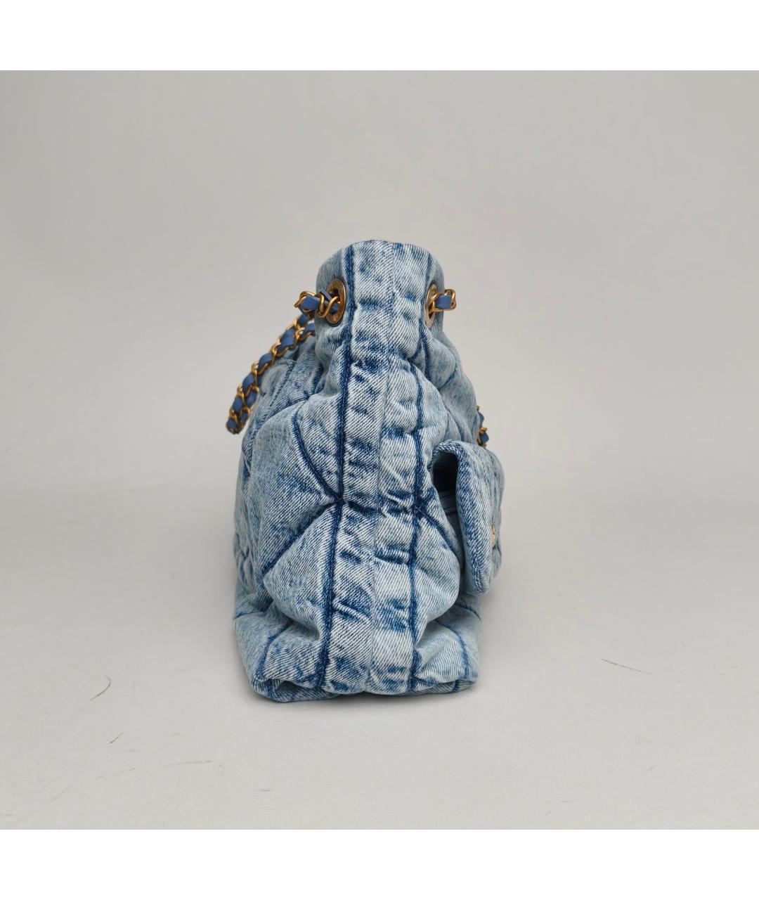 CHANEL Голубая деним сумка через плечо, фото 5