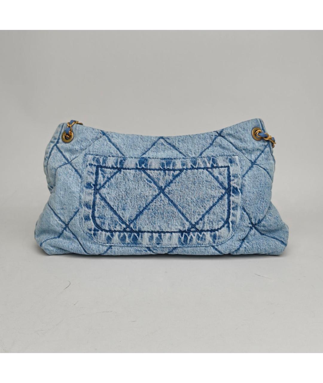 CHANEL Голубая деним сумка через плечо, фото 4