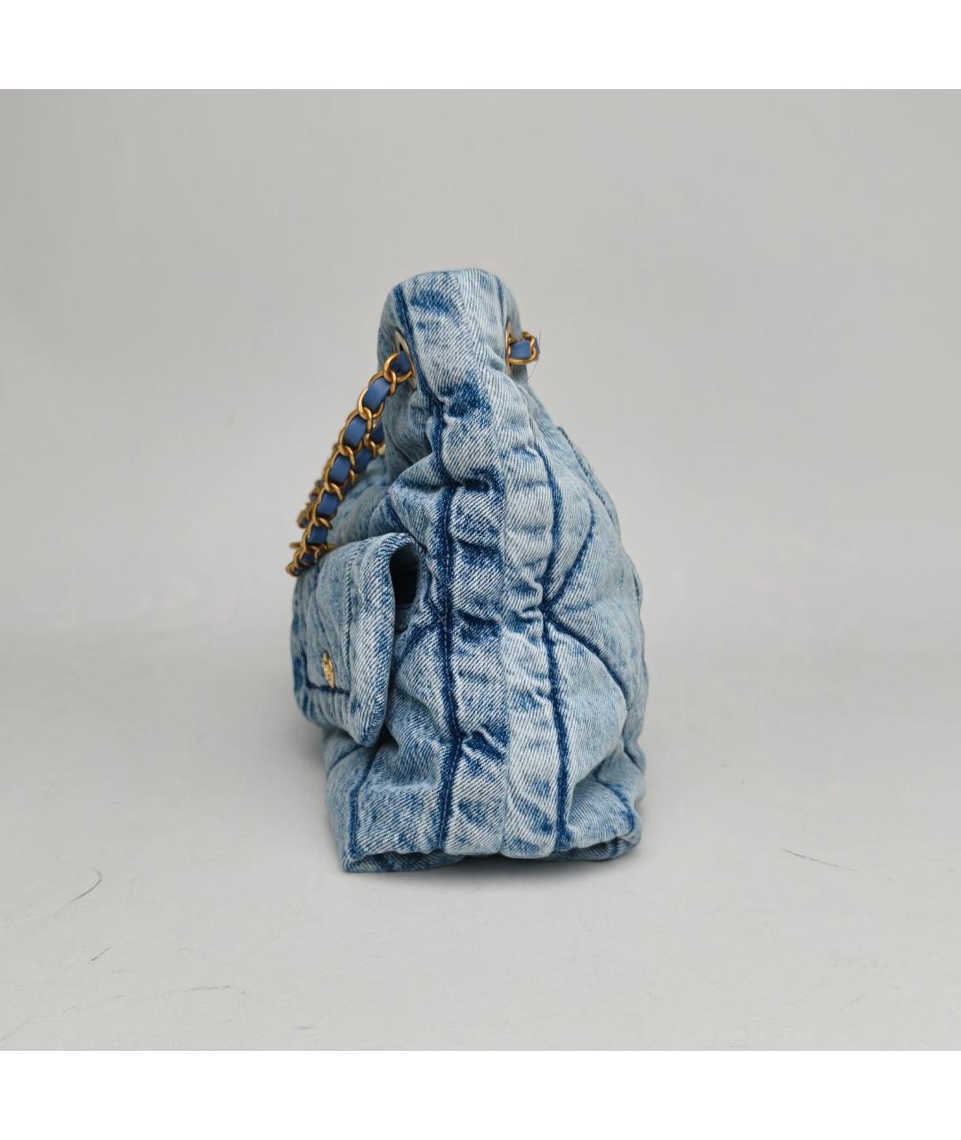 CHANEL Голубая деним сумка через плечо, фото 3