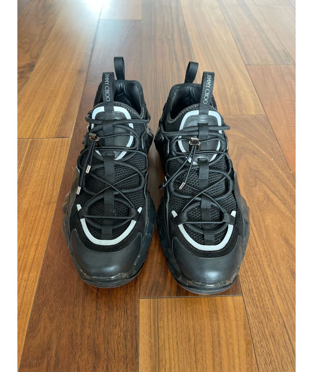 JIMMY CHOO Черные кожаные низкие кроссовки / кеды, фото 2
