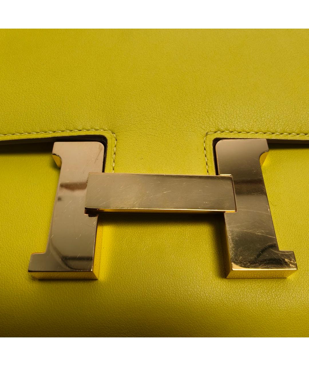 HERMES Желтая кожаная сумка через плечо, фото 7