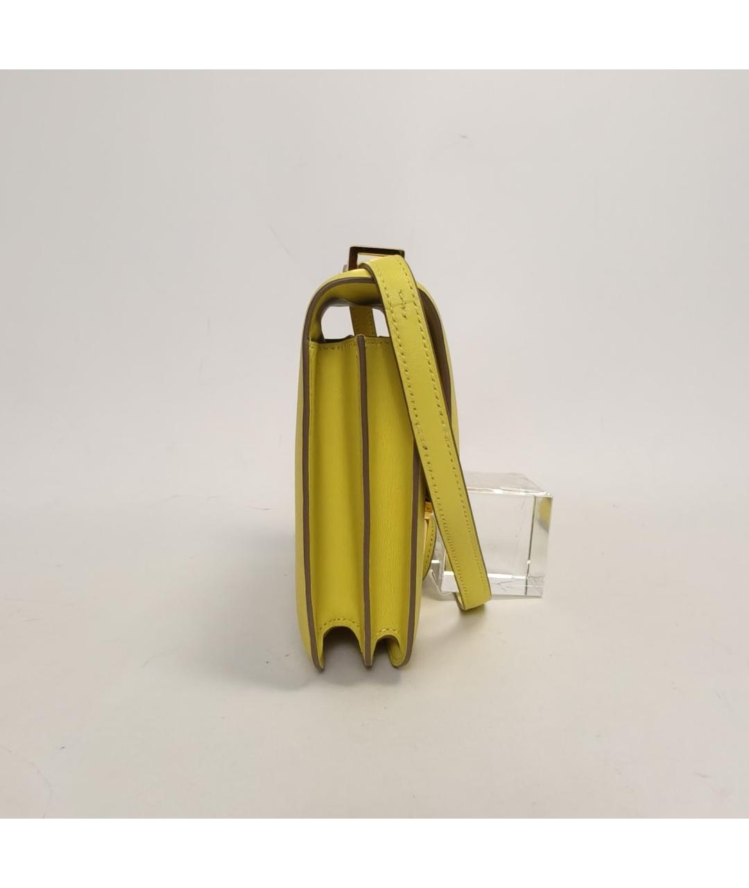 HERMES Желтая кожаная сумка через плечо, фото 3
