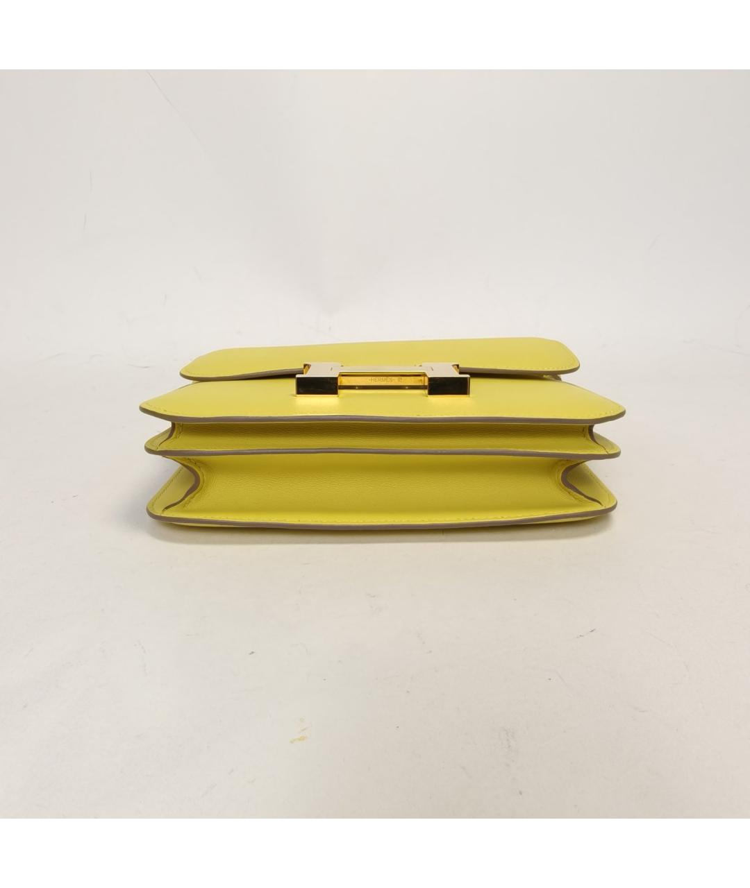 HERMES Желтая кожаная сумка через плечо, фото 6