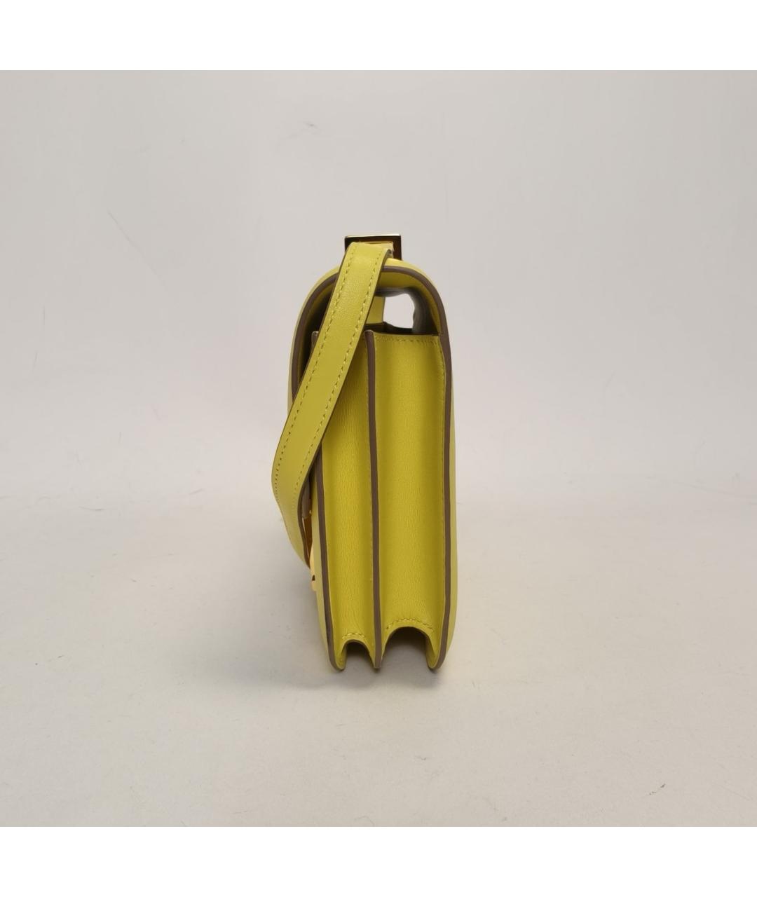 HERMES Желтая кожаная сумка через плечо, фото 5