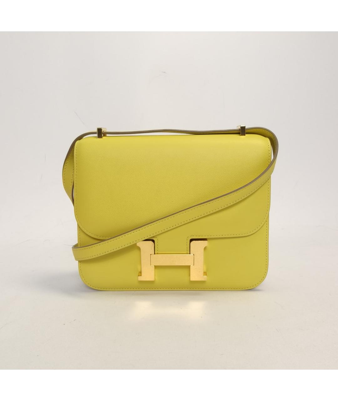 HERMES Желтая кожаная сумка через плечо, фото 2