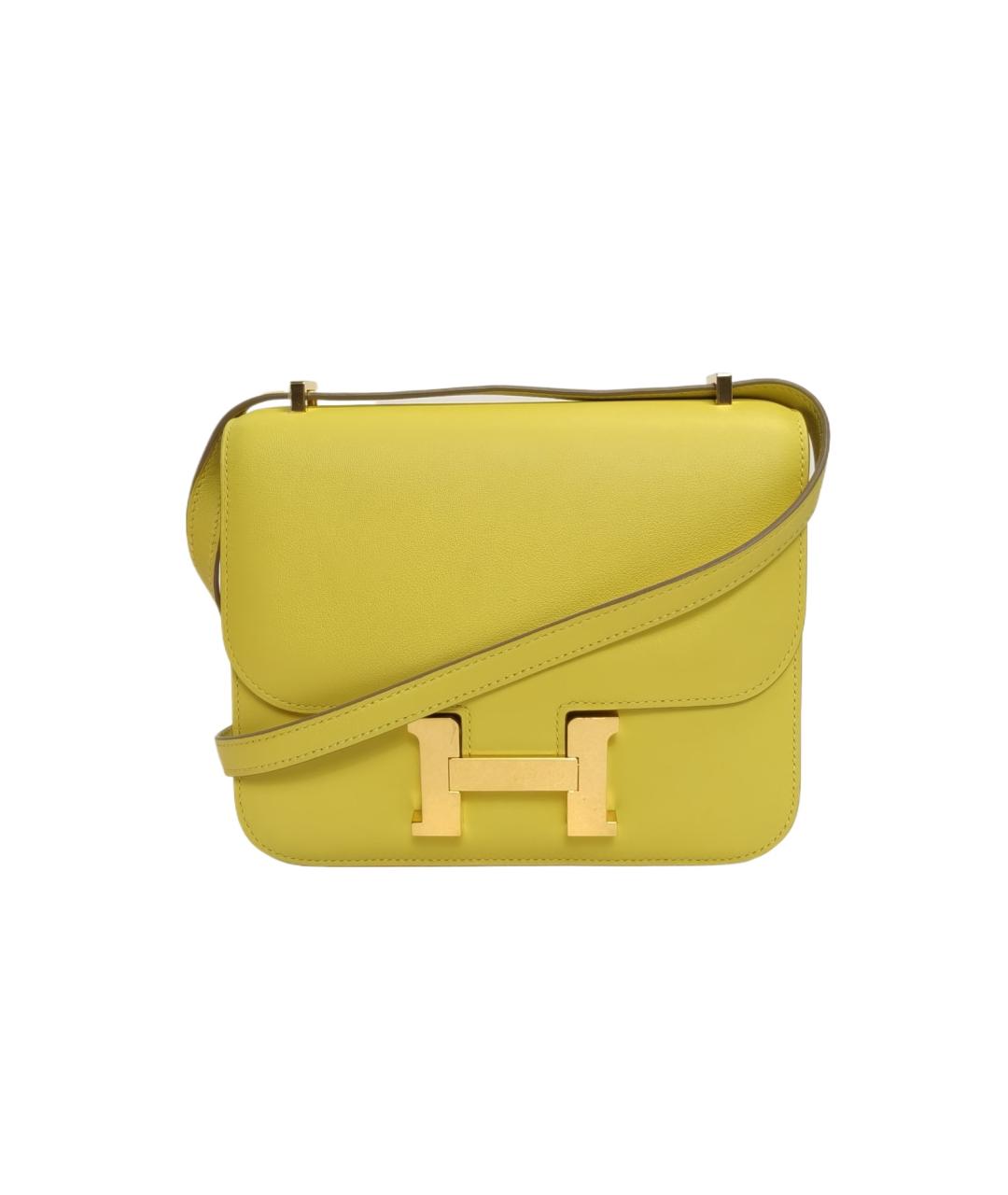 HERMES Желтая кожаная сумка через плечо, фото 1