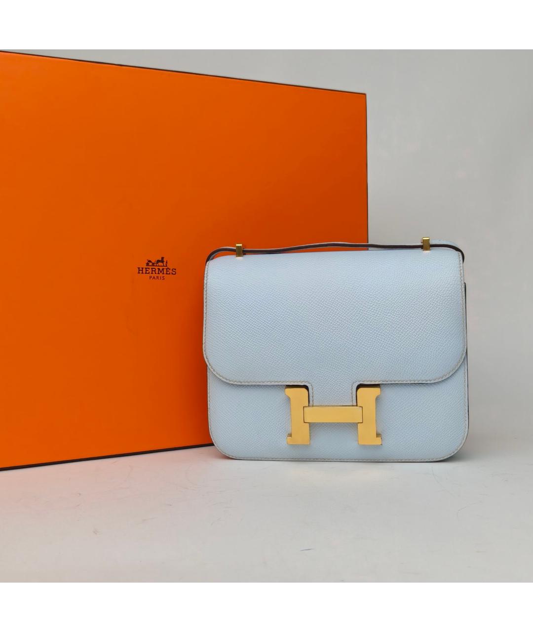 HERMES Голубая кожаная сумка через плечо, фото 9