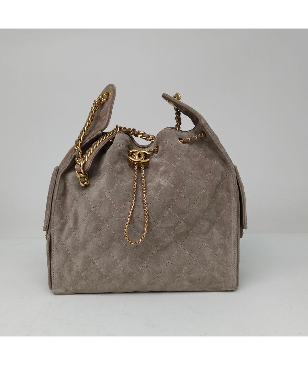 CHANEL Серая замшевая сумка через плечо, фото 2