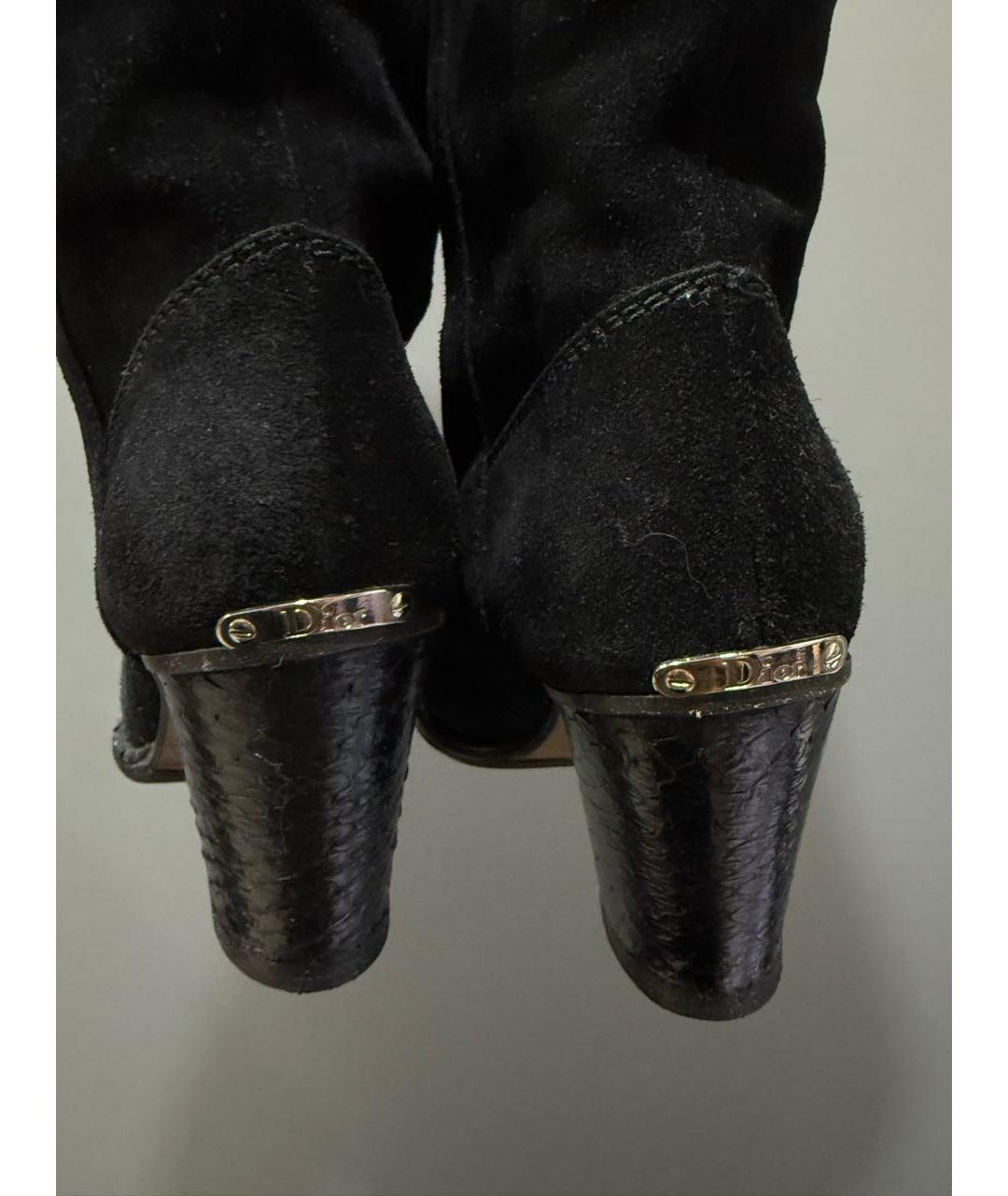 CHRISTIAN DIOR Черные замшевые ботфорты, фото 2