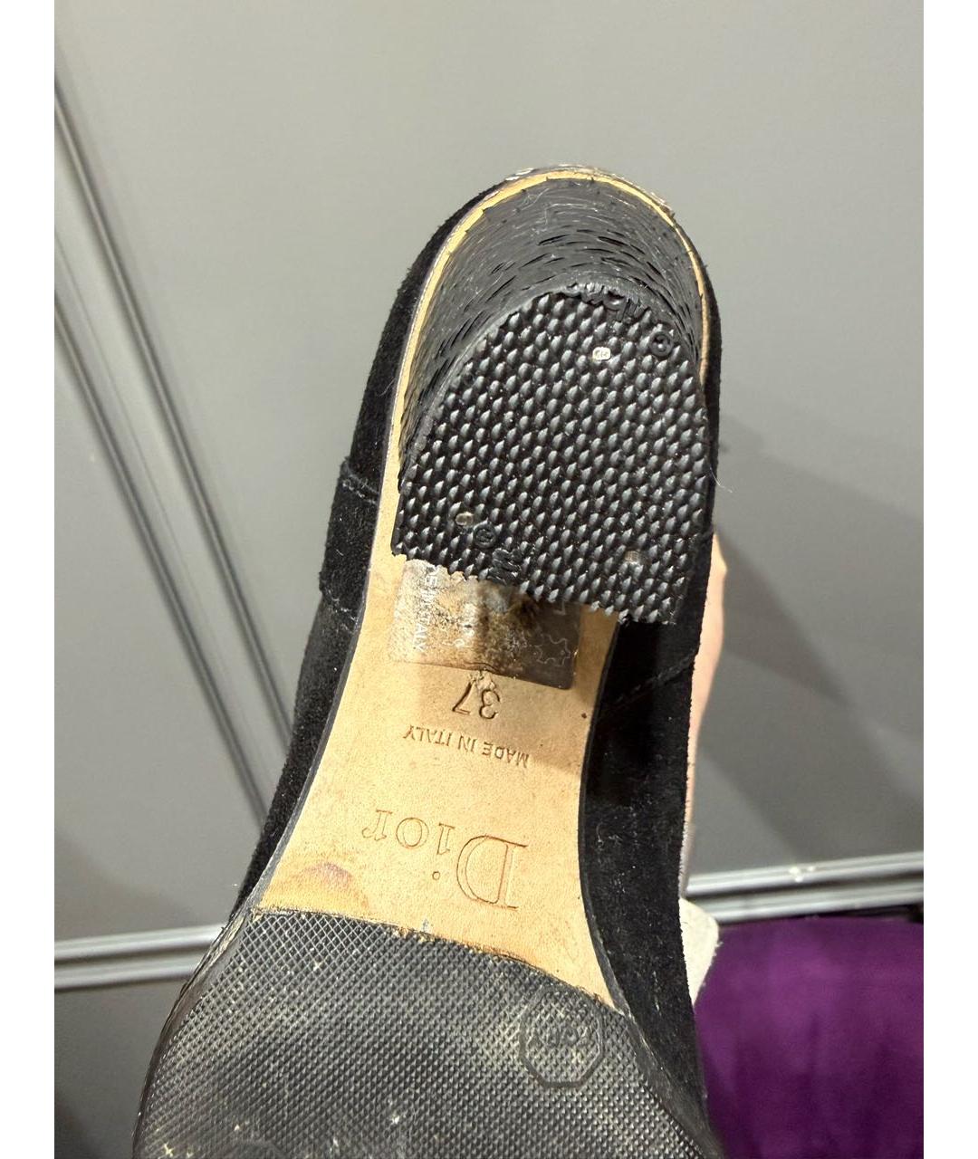 CHRISTIAN DIOR Черные замшевые ботфорты, фото 4