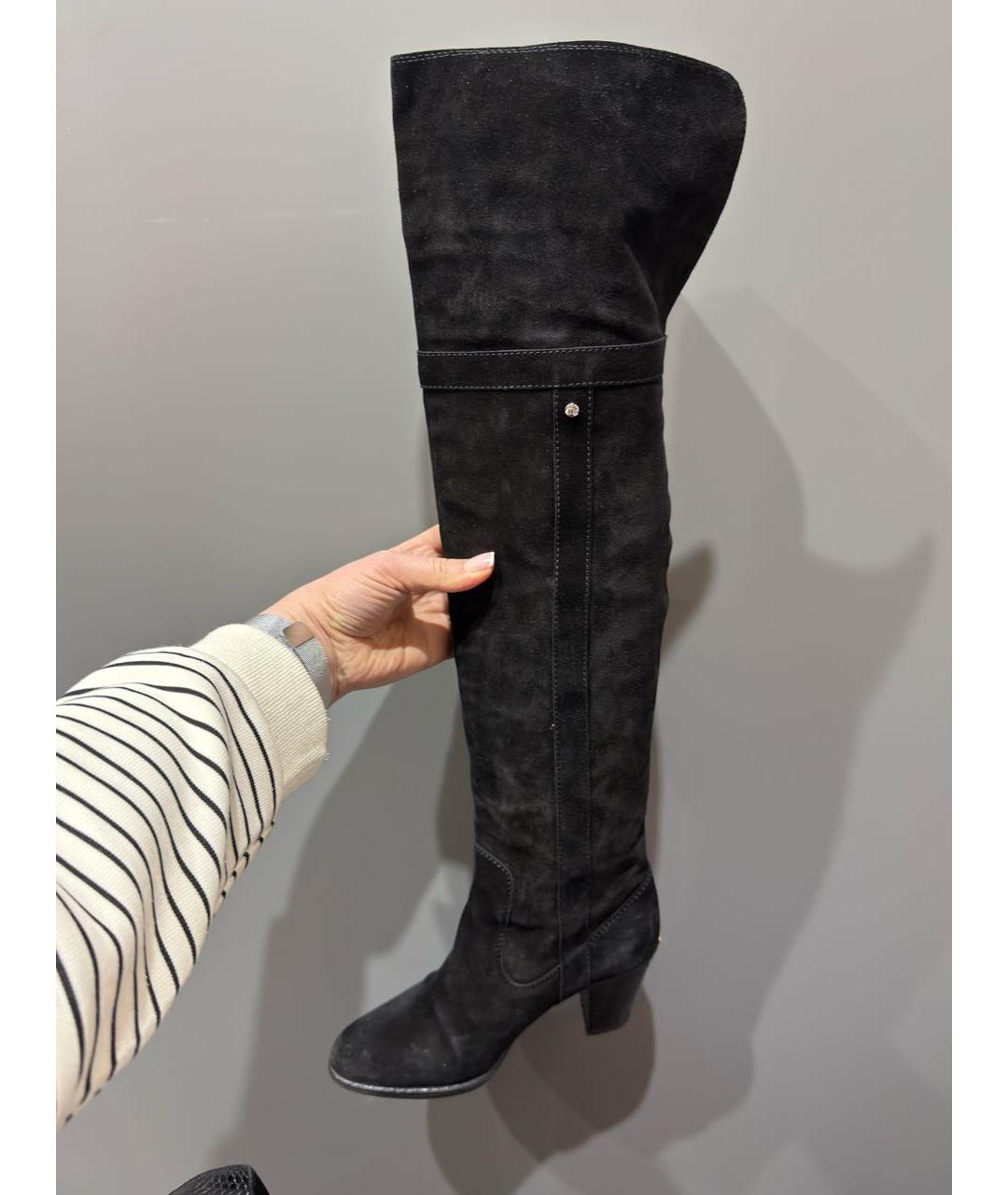 CHRISTIAN DIOR Черные замшевые ботфорты, фото 5