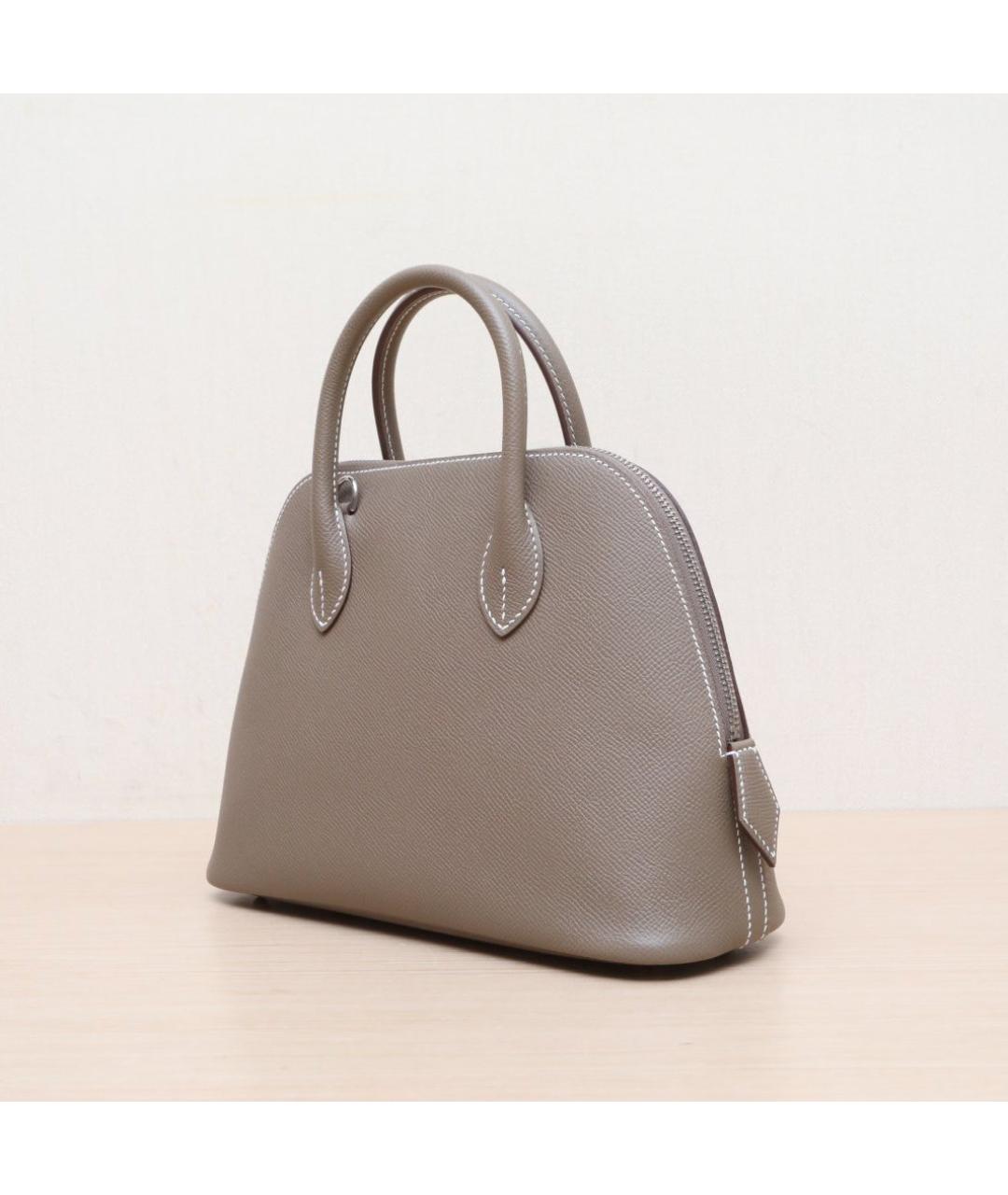 HERMES Серая кожаная сумка через плечо, фото 4