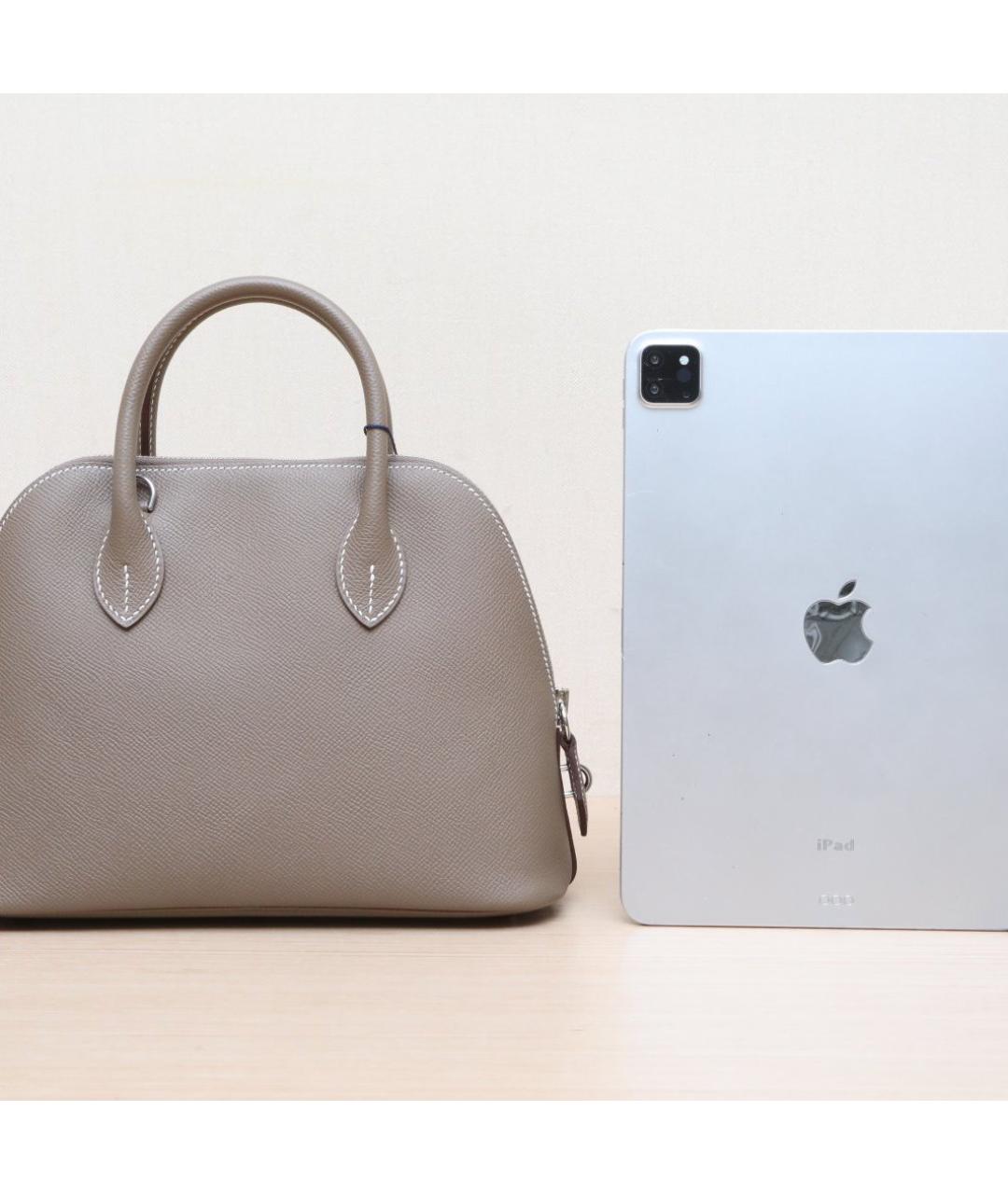 HERMES Серая кожаная сумка через плечо, фото 7