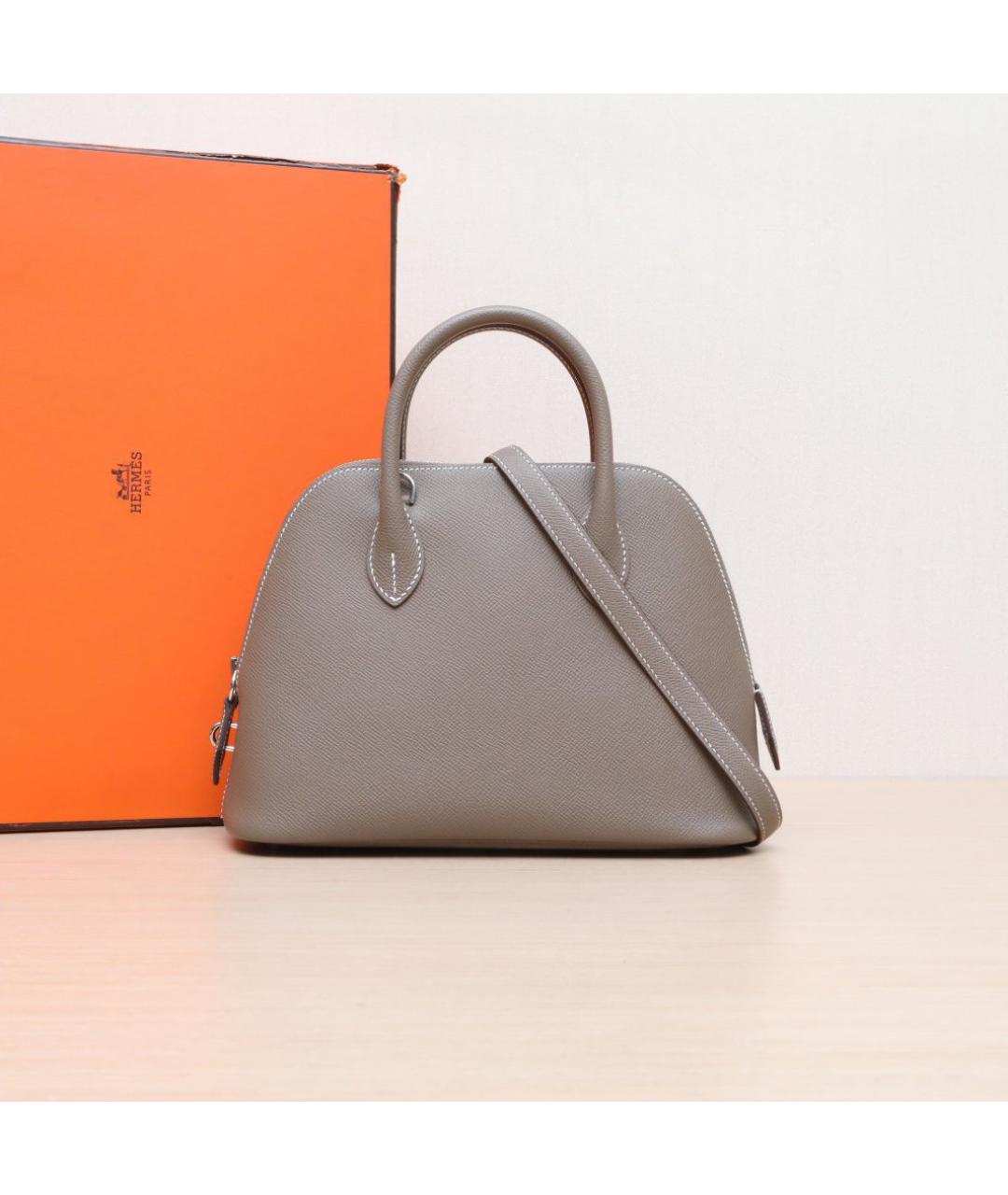 HERMES Серая кожаная сумка через плечо, фото 2