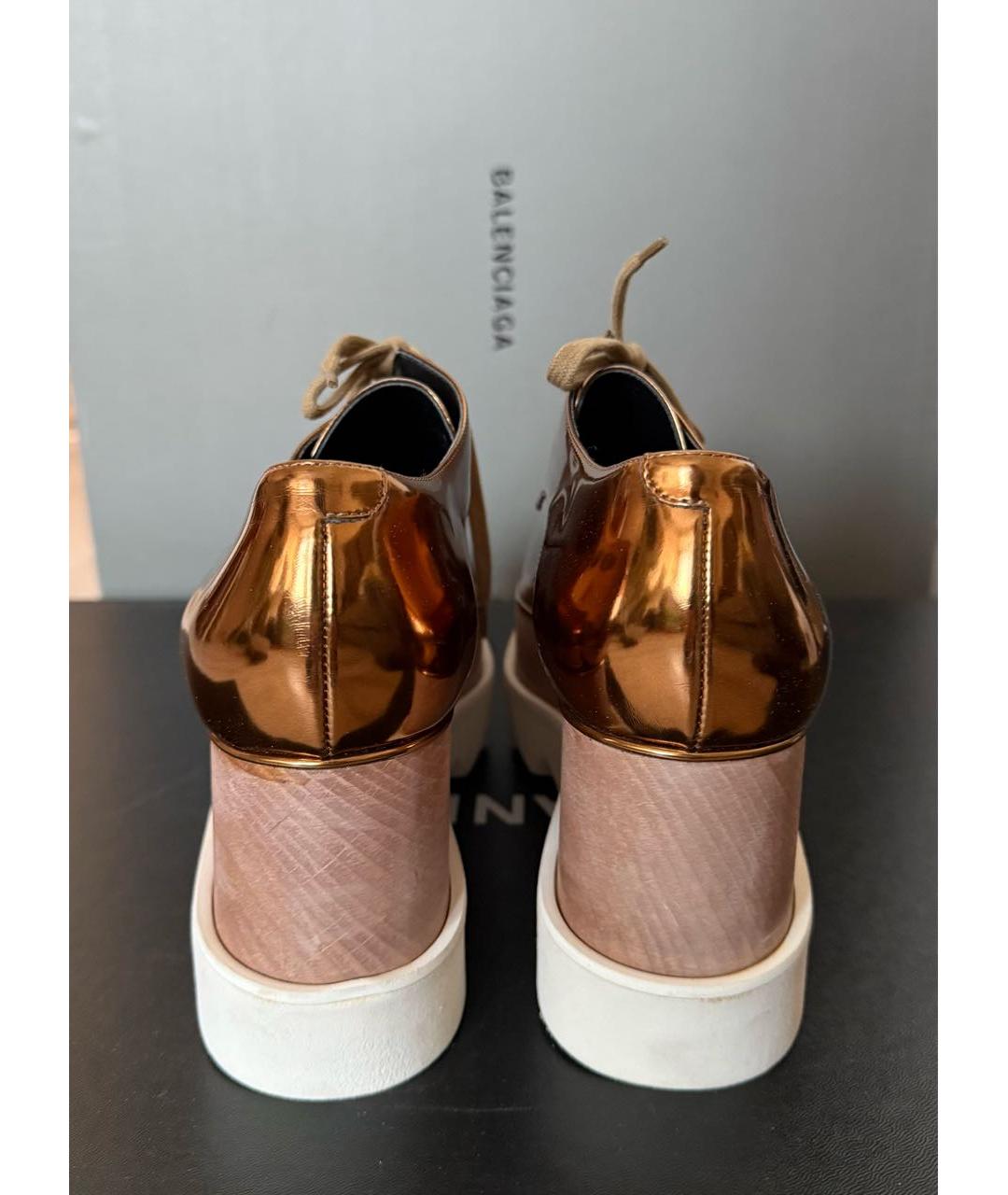 STELLA MCCARTNEY Золотые кожаные ботинки, фото 4