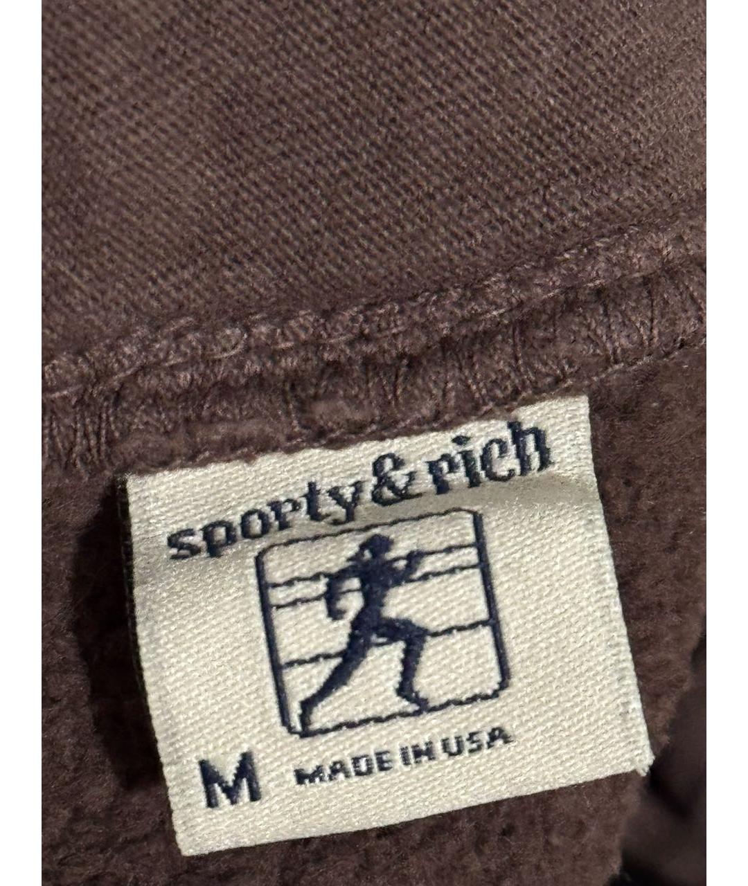 SPORTY AND RICH Коричневые хлопковые спортивные брюки и шорты, фото 5