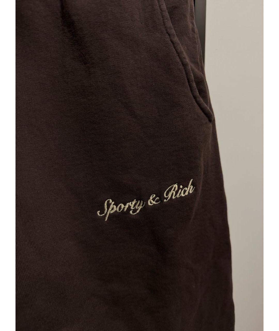 SPORTY AND RICH Коричневые хлопковые спортивные брюки и шорты, фото 4