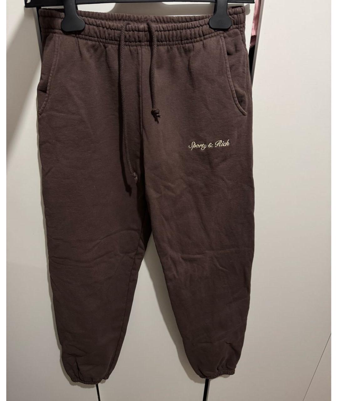 SPORTY AND RICH Коричневые хлопковые спортивные брюки и шорты, фото 3