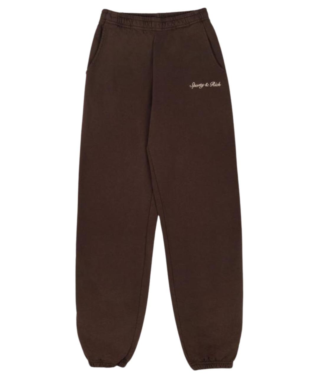 SPORTY AND RICH Коричневые хлопковые спортивные брюки и шорты, фото 1