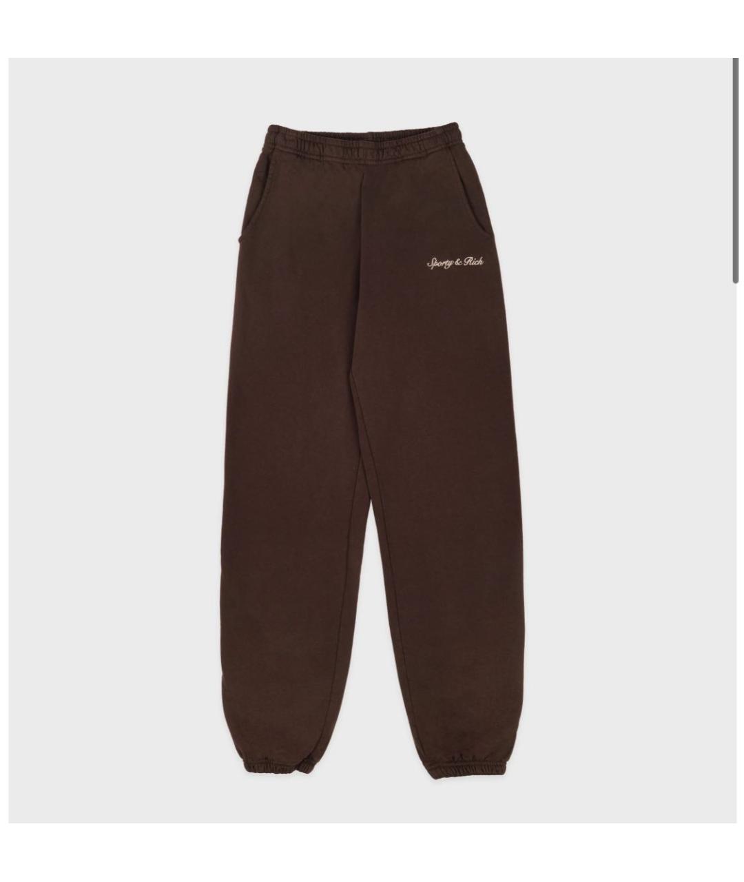 SPORTY AND RICH Коричневые хлопковые спортивные брюки и шорты, фото 6