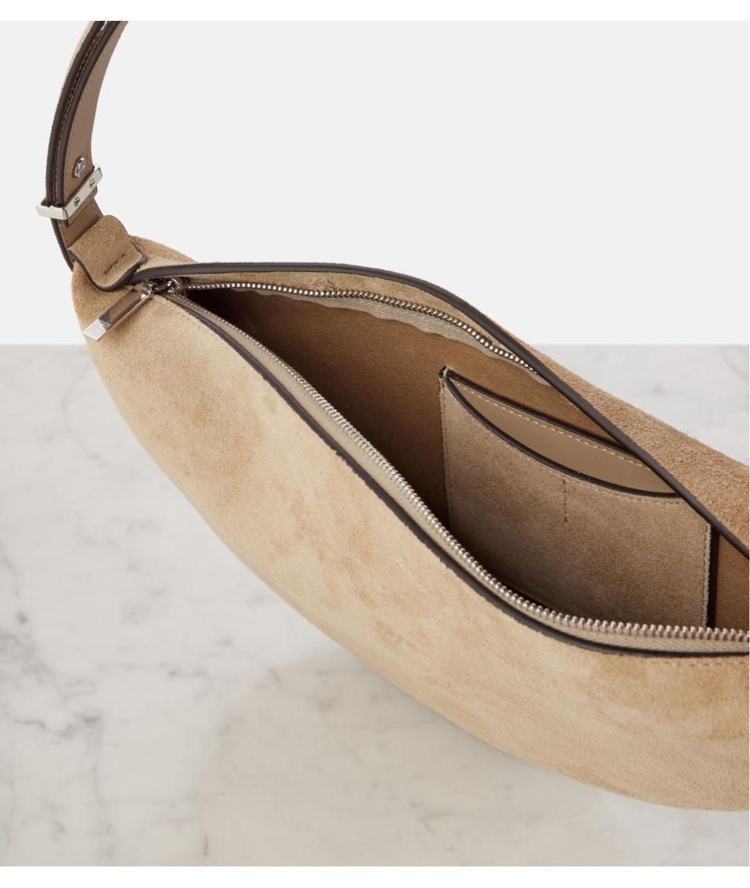 TOTEME Бежевая замшевая сумка с короткими ручками, фото 5