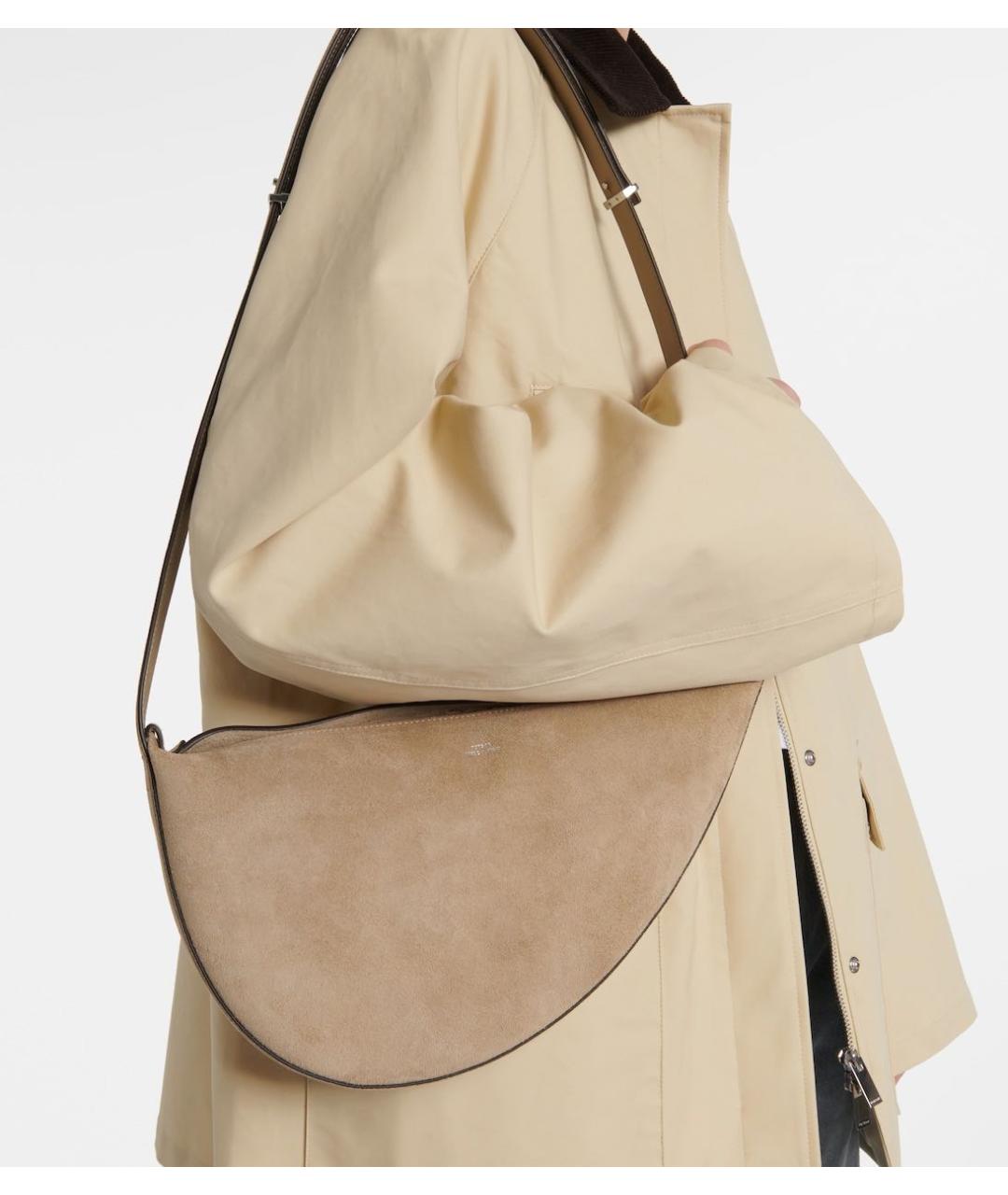 TOTEME Бежевая замшевая сумка с короткими ручками, фото 3