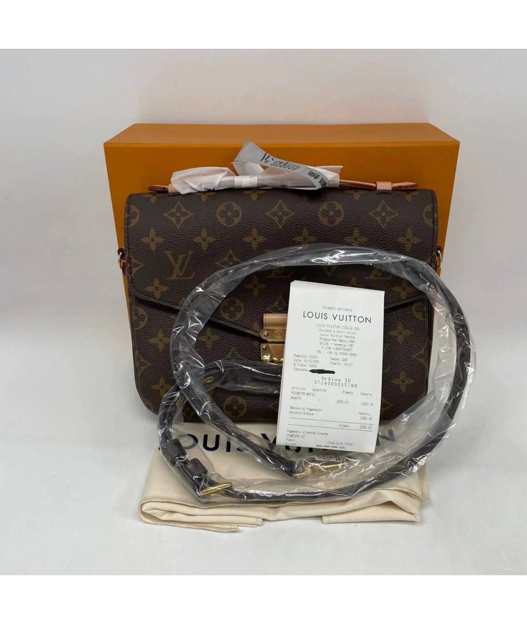 LOUIS VUITTON Коричневая кожаная сумка через плечо, фото 2