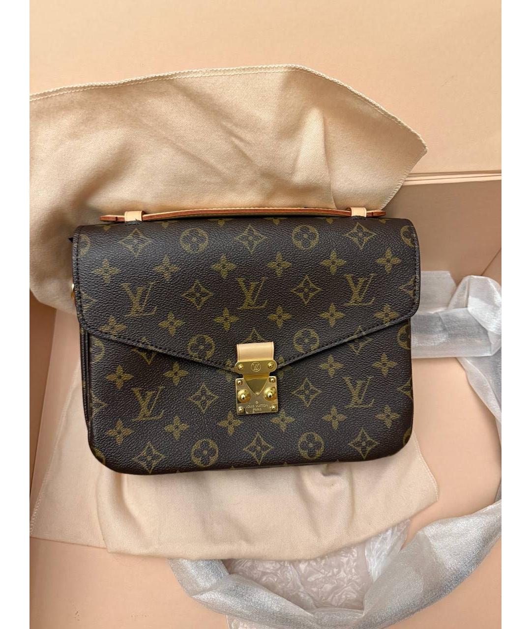 LOUIS VUITTON Коричневая кожаная сумка через плечо, фото 8