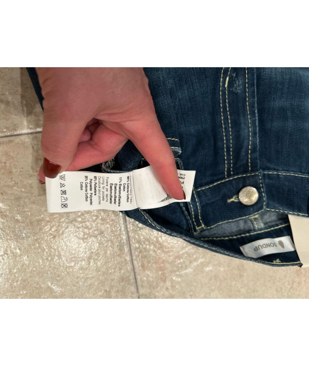 DONDUP Синие хлопко-эластановые джинсы слим, фото 3