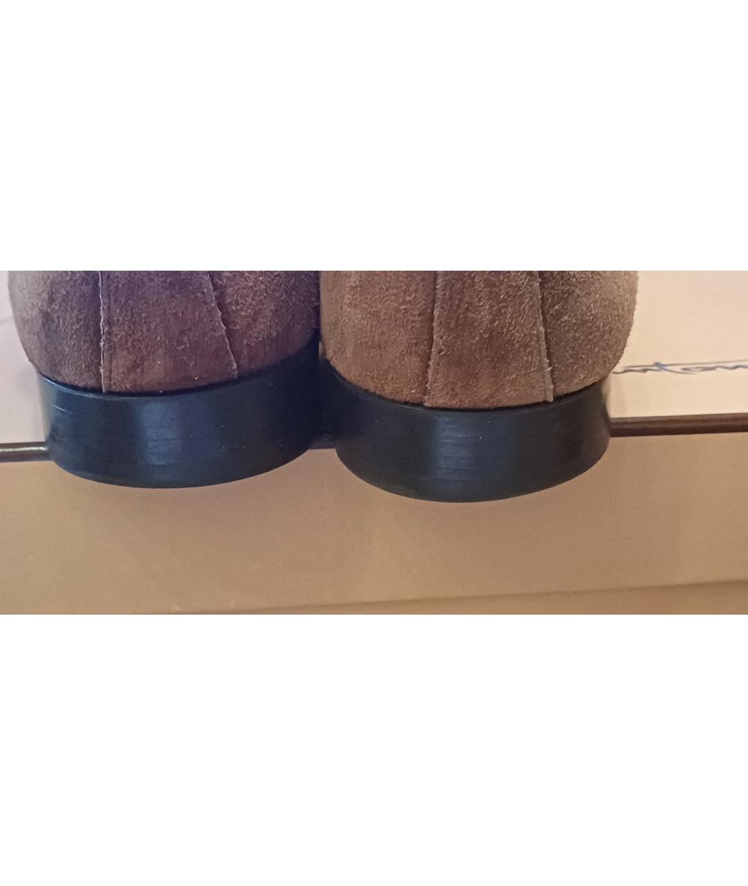 SANTONI Коричневые замшевые высокие ботинки, фото 8