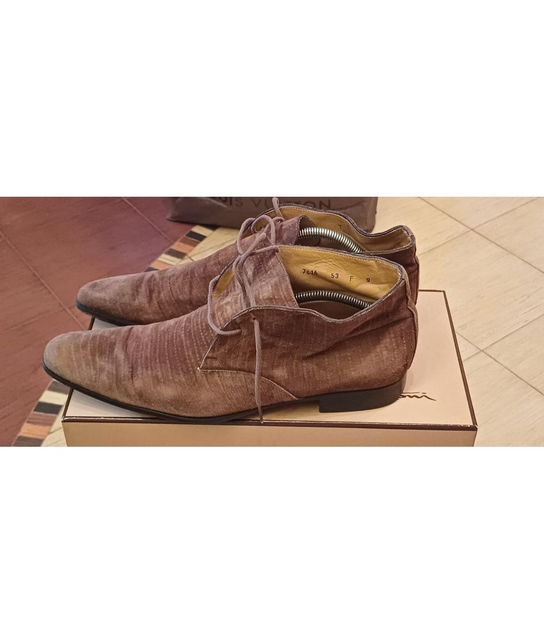 SANTONI Коричневые замшевые высокие ботинки, фото 7