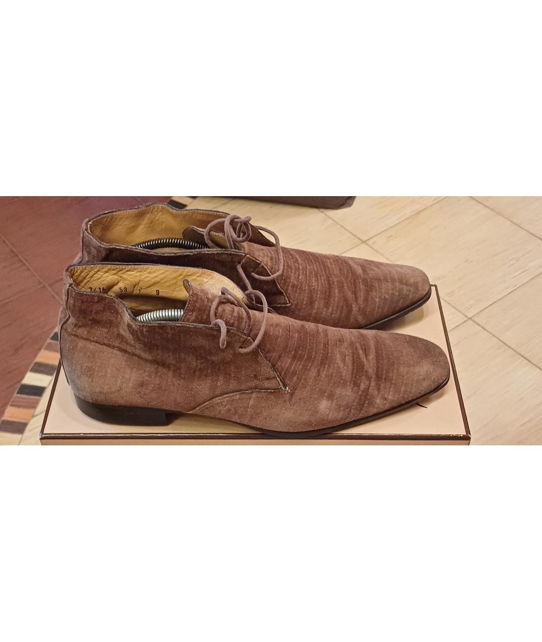 SANTONI Коричневые замшевые высокие ботинки, фото 9