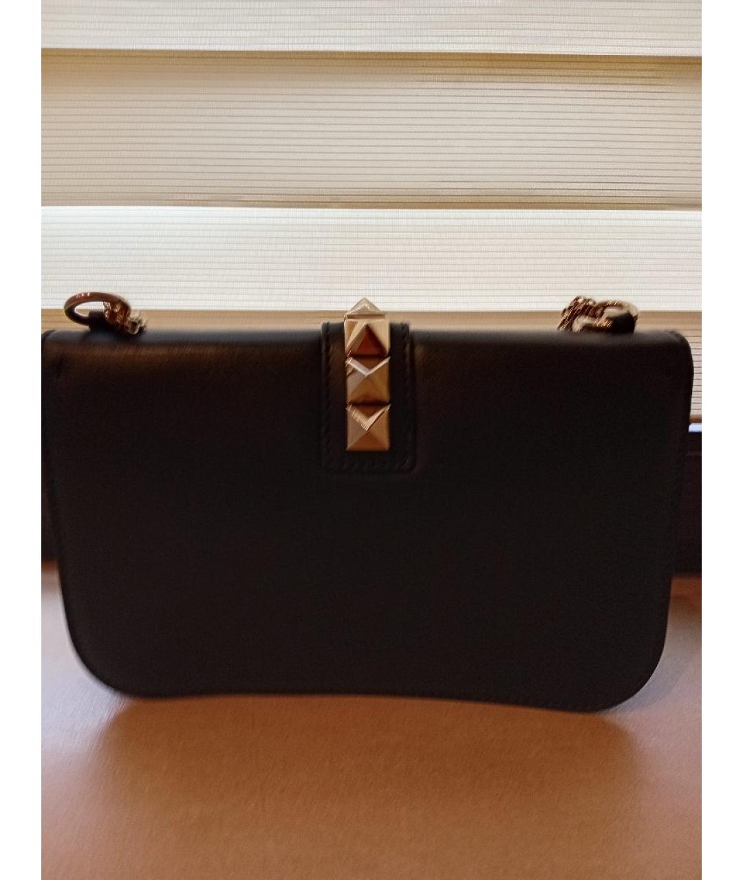 VALENTINO Черная кожаная сумка через плечо, фото 2