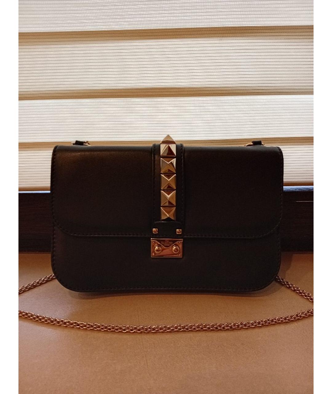 VALENTINO Черная кожаная сумка через плечо, фото 4