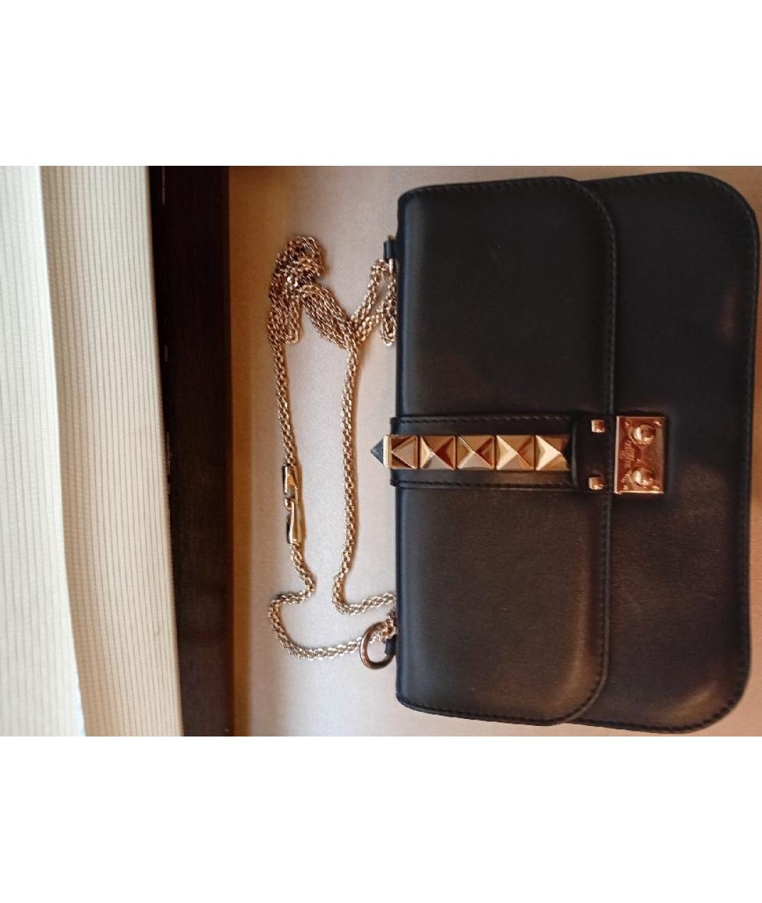 VALENTINO Черная кожаная сумка через плечо, фото 3