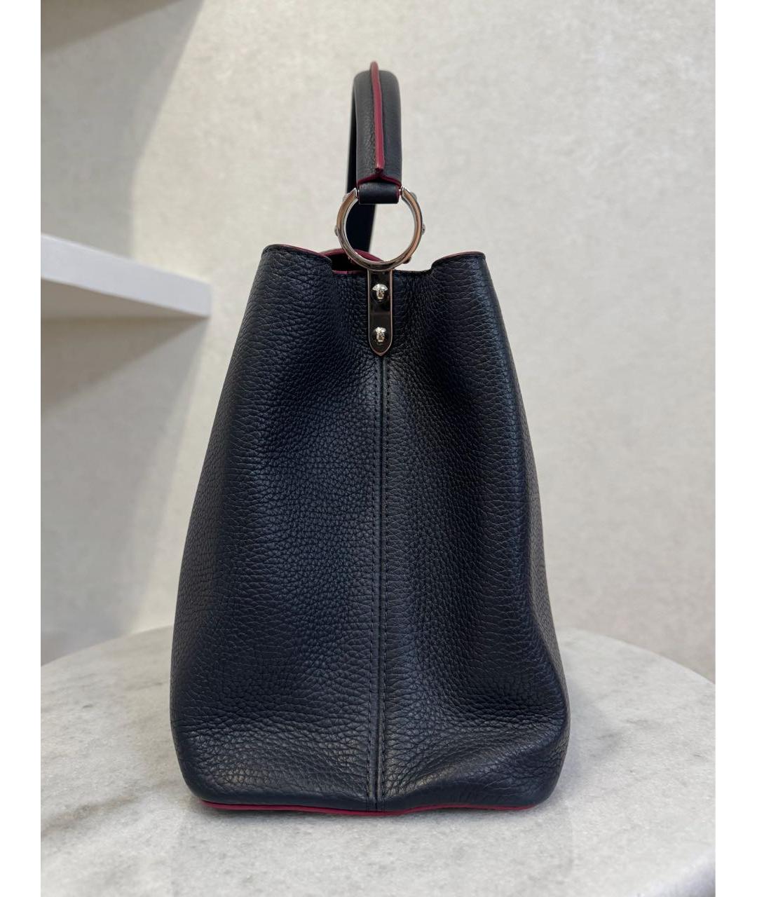 LOUIS VUITTON Темно-синяя кожаная сумка с короткими ручками, фото 8