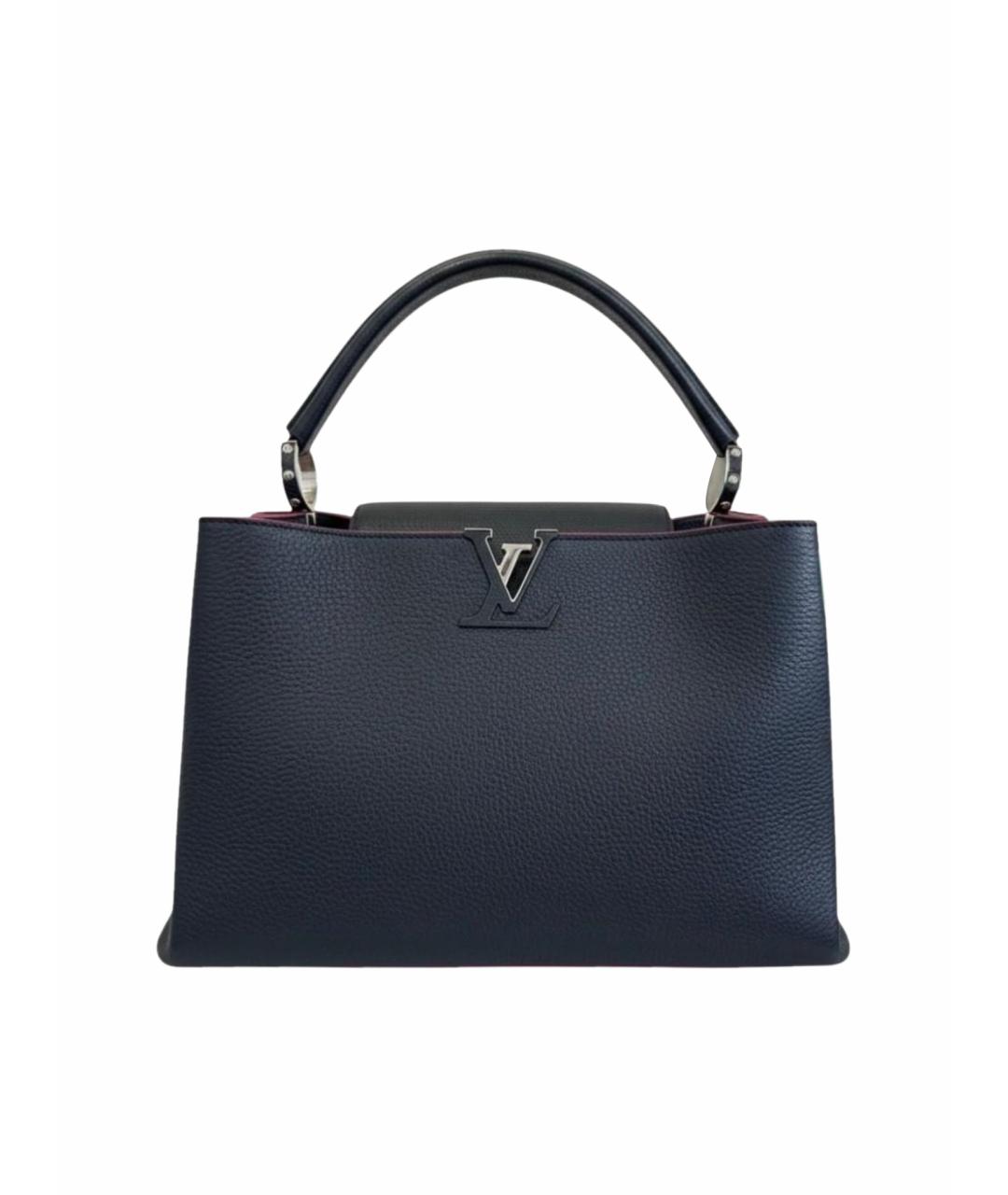 LOUIS VUITTON Темно-синяя кожаная сумка с короткими ручками, фото 1