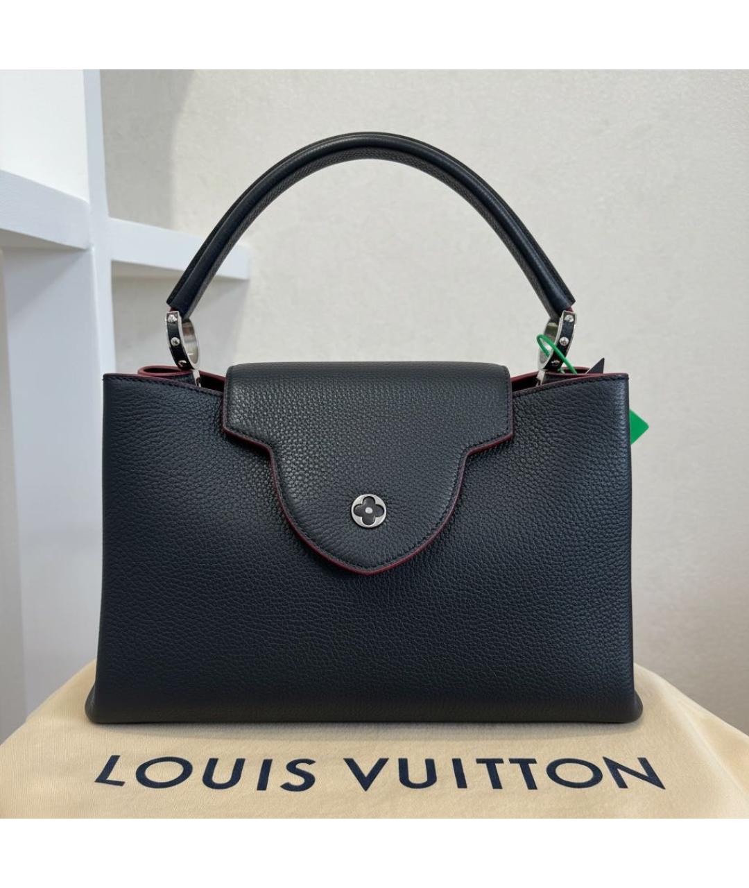 LOUIS VUITTON Темно-синяя кожаная сумка с короткими ручками, фото 3