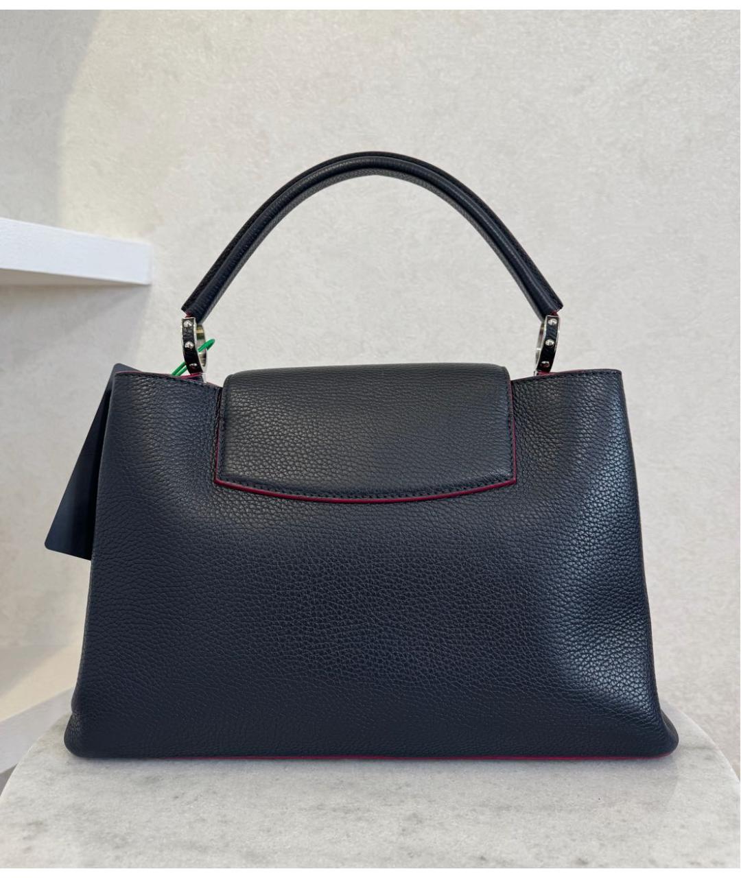 LOUIS VUITTON Темно-синяя кожаная сумка с короткими ручками, фото 4