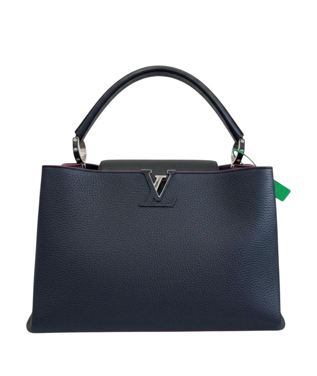 LOUIS VUITTON Темно-синяя кожаная сумка с короткими ручками, фото 10