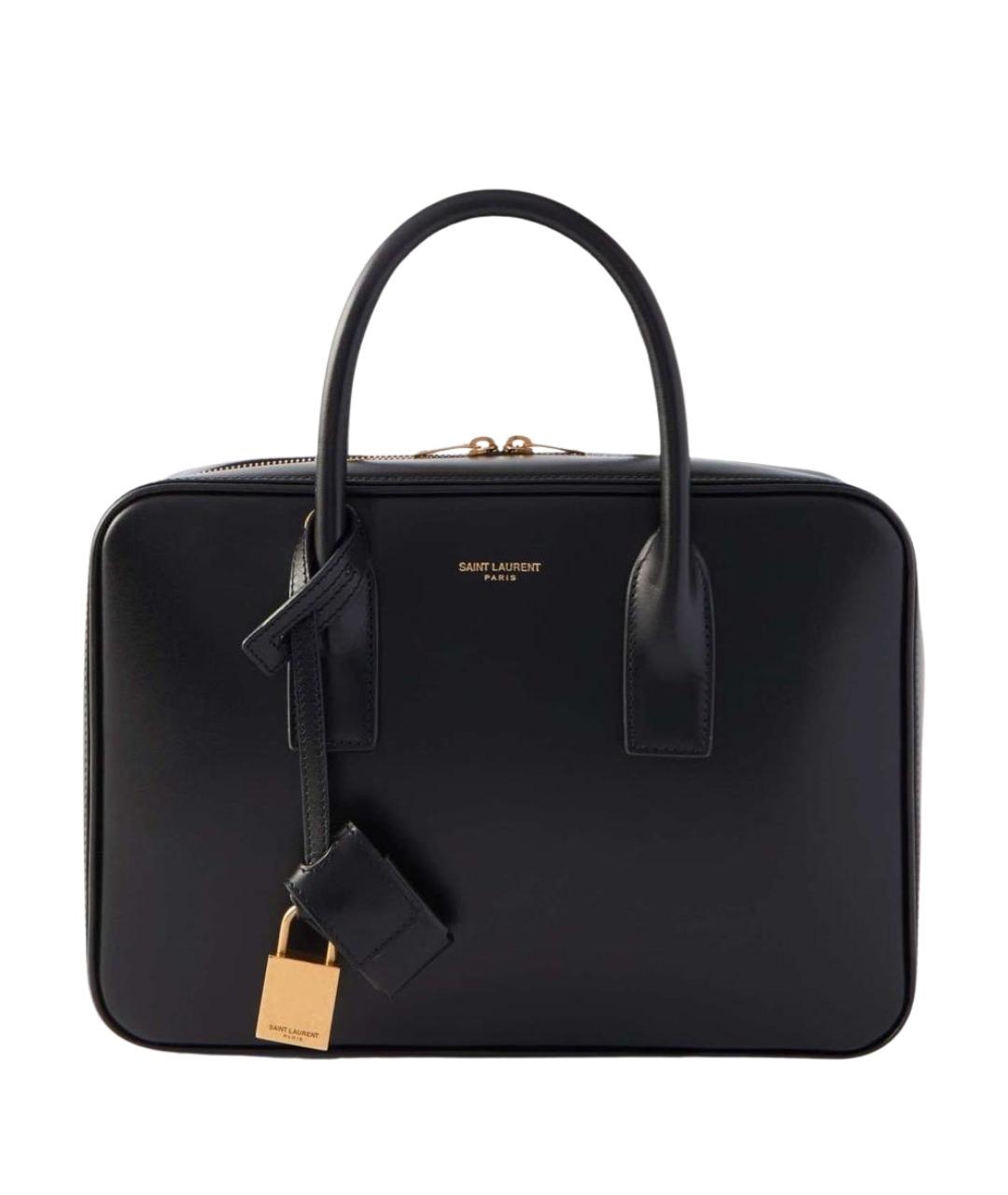 SAINT LAURENT Черная кожаная сумка с короткими ручками, фото 1